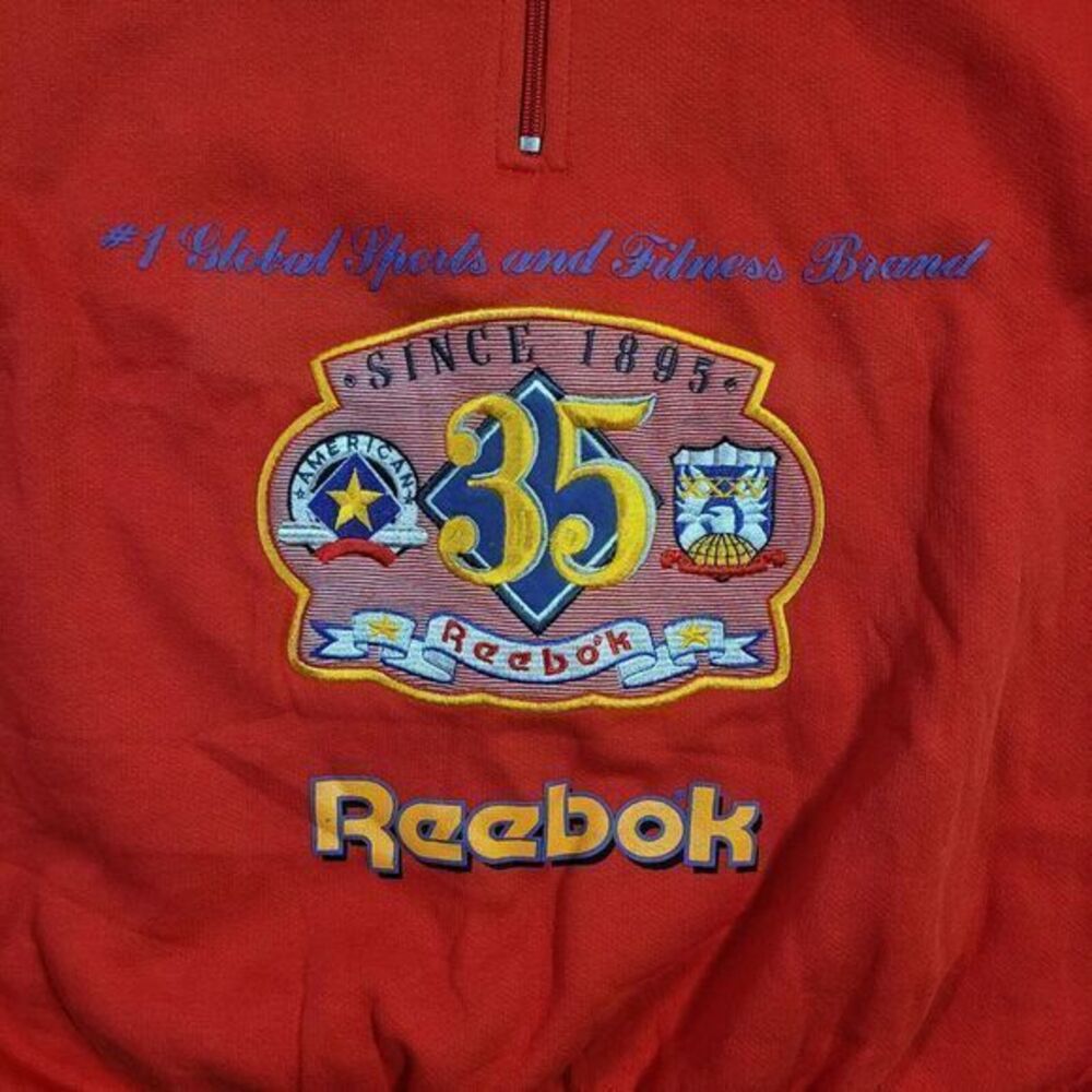 Vintage Reebok Sport Sweatshirt Mens M Dead Stock‎ Embroidered Qtr Zip NWT - Picture 3 of 9